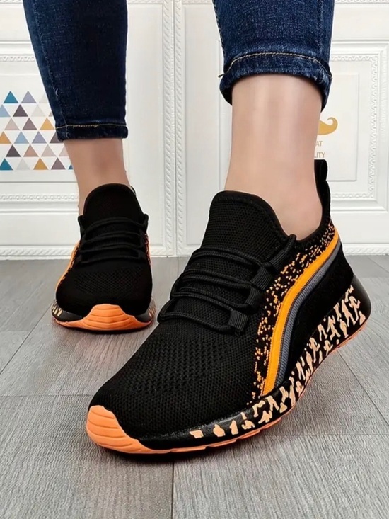 Fashion Nova Shoes - Fashion Nova Black & Orange Women's Slip-On Athletic Sneakers